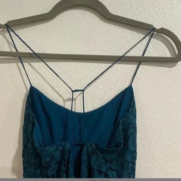 Urban Outfitters Kimchi Blue Green Pacey thin strap Bodycon Midi Lace Dress Sz 0 - Picture 6 of 8